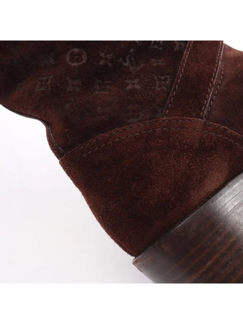 Louis Vuitton Boots Monogram Dark Brown Suede Long